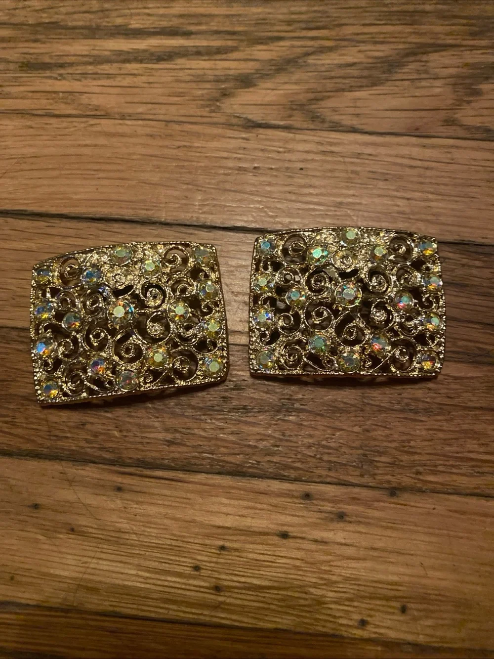 Lot of 4 Vintage Shoe Clips Filigree Rhinestone Tortoise Lucite Mid Century